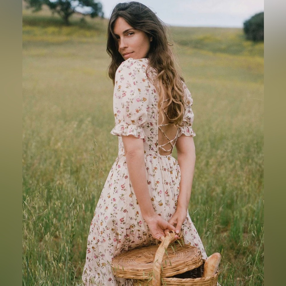 Nwt Christy Dawn The Amalia Dress In Cream Garden